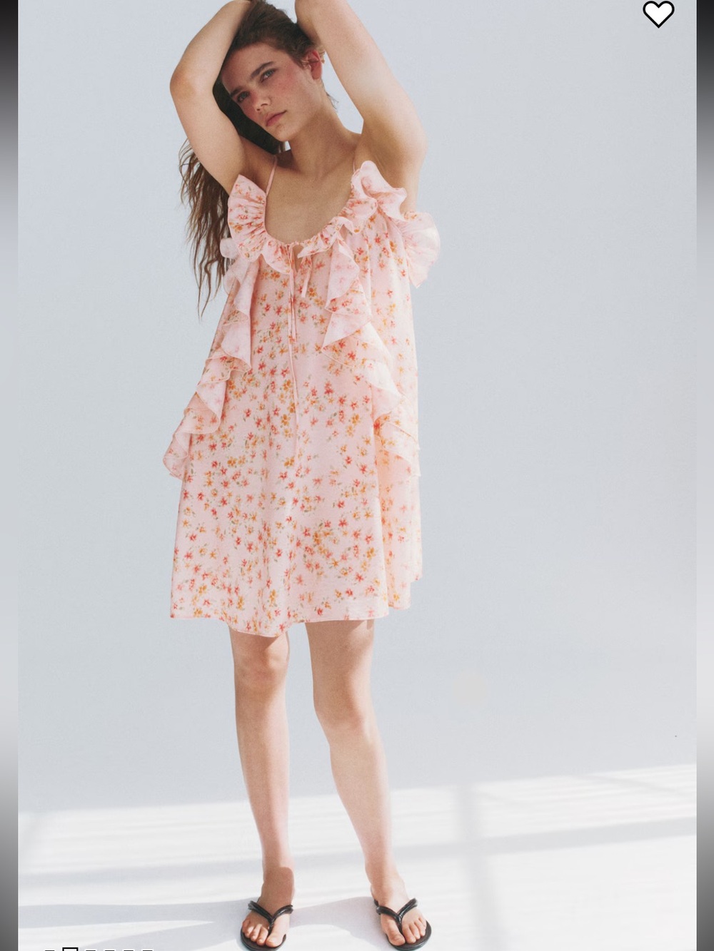 H&M Floral Ruffle Slip mini Dress in Light Pink Small